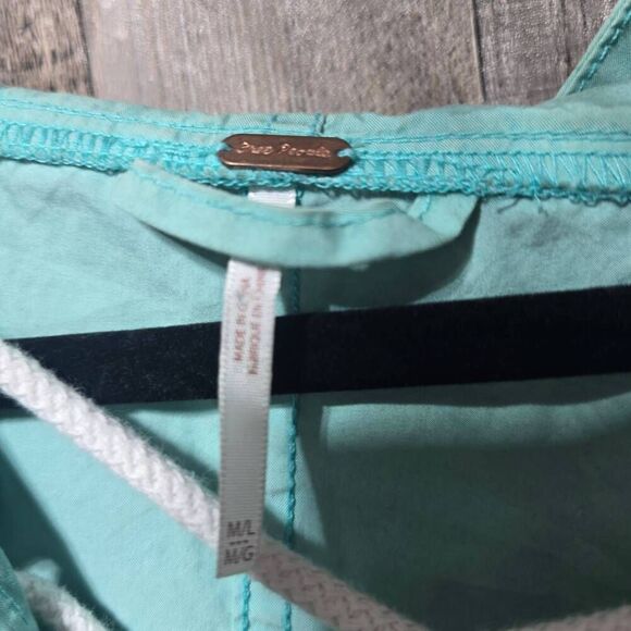 Free People Sky Hooded Parachute Parka Jacket MediumLarge Turquoise Anorak - Picture 4 of 5